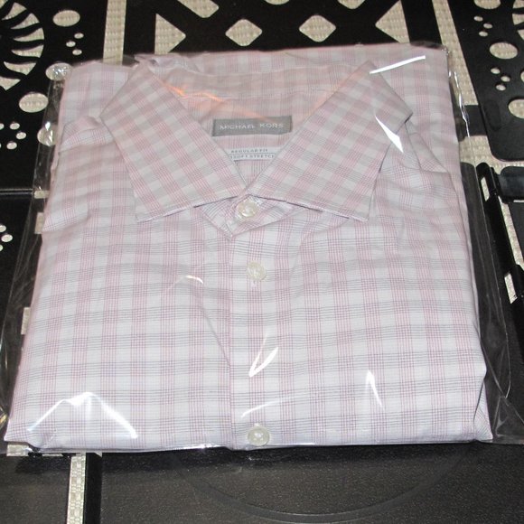 Sized 18.5 - 34/35 - 2XL MensMichael Kors Regular Fit AirSoft Cotton Dress Shirt - Picture 11 of 12